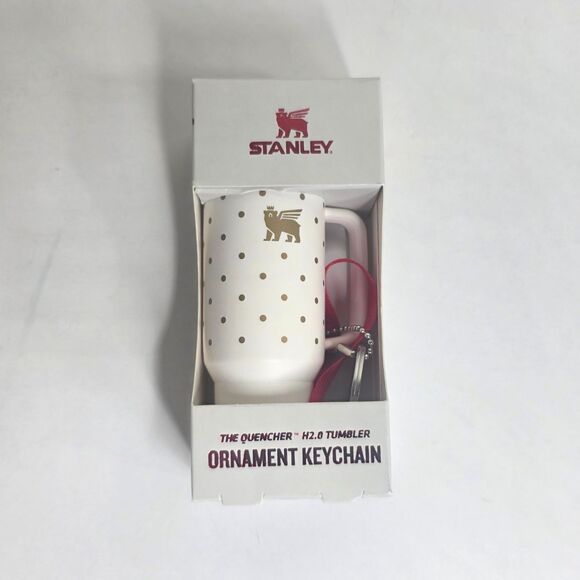 Stanley Tumbler Candy Cane Strawberry Polka Dot Ornament Keychain Set of 3 - NEW - Picture 4 of 11